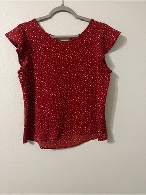 Papermoon Red Polka Dot Flutter Sleeve Blouse
